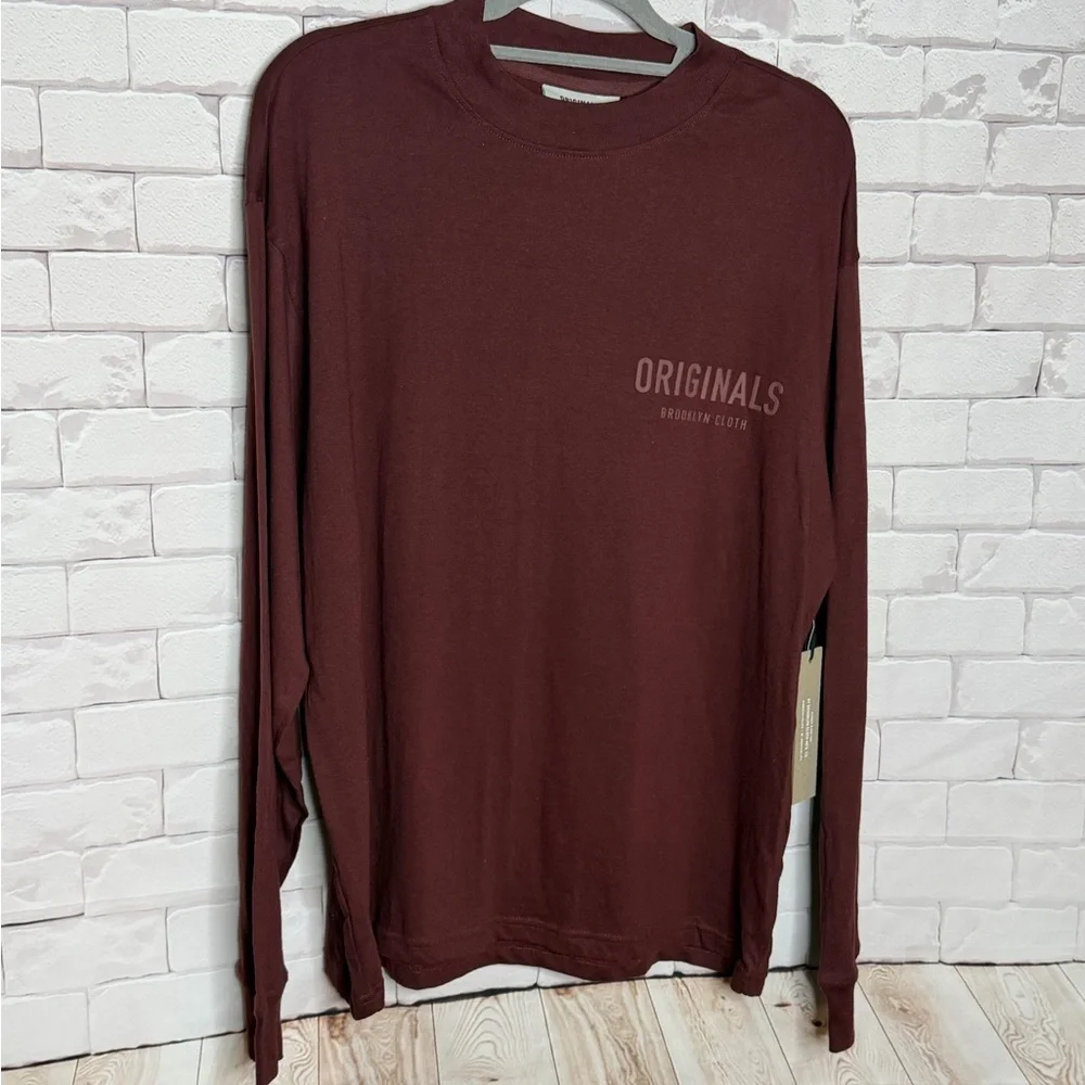 NWT Brooklyn Cloth Originals Maroon Long‎ Sleeve Tee